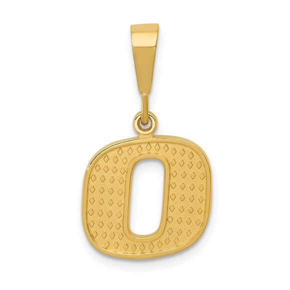 14k Yellow Gold Textured Initial O Charm